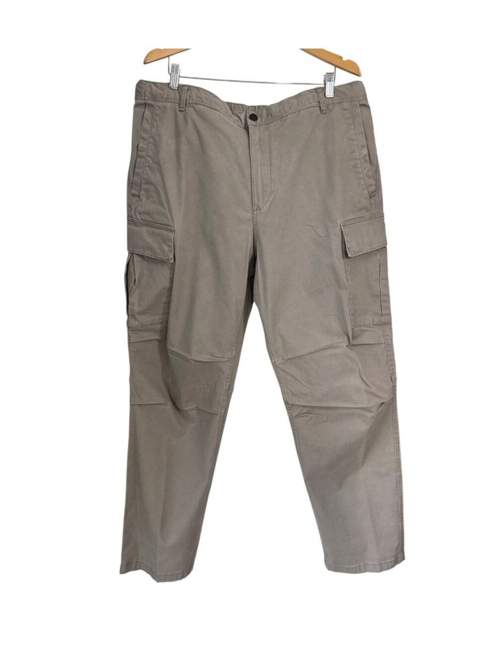 H&M Mens Regular Fit Beige Cargo Pants Size XXL With Elastic Waistband